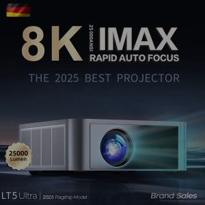 โปรเจคเตอร์ Projector FintexPro LT5 Ultra 8K 1500 ANSI 25000Lumens AutoFocus 2+32G 25000Lumen Memory Android 9.0 High-brightness and clear projector home/office/outdoor use Free 100-inch anti-light screen Dobby & JBL effect