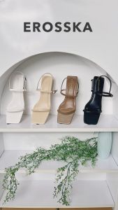 Erosska - Giày sandal cao gót phối dây kiểu dáng Hàn Quốc cao 4cm màu đen _ EM079