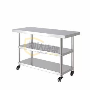 Mobile Stainless Steel Workbench Thickened Microwave Oven Storage Rack with Wheels Vegetable Chopping Table Kitchen Storage Shelf