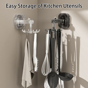 6 Claw Rotatable Suction Cup Hook – 360° Rotating Punch-Free Wall Mounted Holder Multifunctional Spatula Storage Rack Strong Adhesive Hook for Kitchen & Bathroom