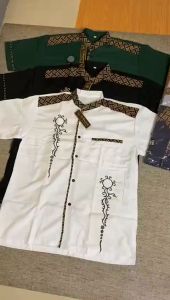 SAGITA FASHION KOKO Kemeja Koko Lengan Pendek Pria Dewasa Motif Kombinasi Bordir Bahan Katun MOTIF METEOR