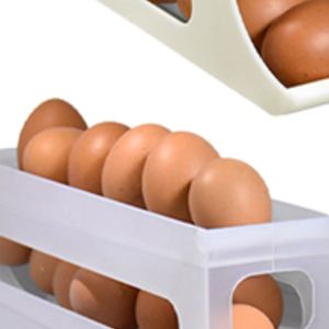 4 Layer Rolling Egg Dispenser Space Saving 30 Egg Container Automatic Egg Roller Rolling Egg Holder for Refrigerator Storage
