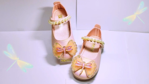 GRACE | Kids Girls Pearl Princess Butterfly Bling Ultra Lightweight Soft Sole Anti-Slip Flat Mary Jane Party Shoes | Size 26-30