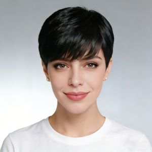 Wig Womens Short Hair Womens Oblique Bangs Short Straight Hair African European and American Fashion Wig Cover
