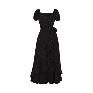 LIRUSHAN | French Red Dots Irregular Long Summer Dress