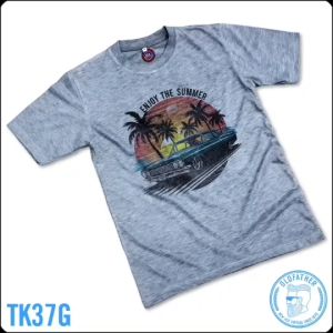 เสื้อยืดคอกลมแขนสั้น ผ้าTK พิมพ์ระบบ Sublimation นุ่ม สวมใส่ สบาย ระบายอากาศไม่ร้อน ( รหัสสินค้า TK 37 )