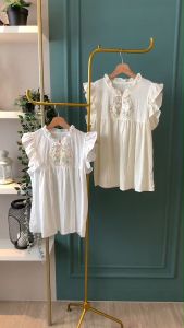 BL20842 Jade Embro Ruffle Sleeve Blouse