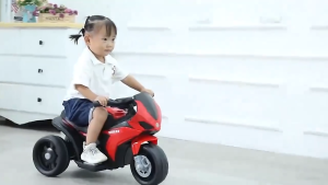 Beige Rechargeable Kids Electric Motorcycle Tricycle Ride On Toy For Toddler 0-4 Years Old With LED Light Music Large Long Lasting Battery Mini Motorbike Outdoor Play Gift