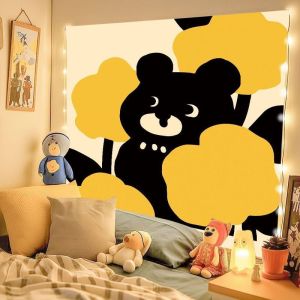 VIKAMA Tối Giản Hoạt Hình Gấu Thảm Polyester Mềm Mại Treo Tường Cho Phòng Ngủ Phòng Khách Hiện Đại Thẩm Mỹ Nghệ Thuật Trang Trí