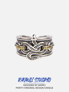 BAMILI Original Design Mens Snake Ring Vintage Wraparound Luxury Minimalist High End Feeling Student Party Open Ring