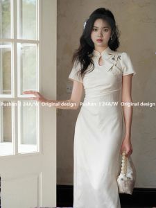 Elegant Embroidered Qipao Dress Original Chinese Style New Fashion Intelligent Modification Long Skirt Ball Gown for Women