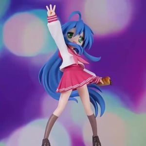 Bandai | Izumi Konata Lucky Star 17cm PVC Anime Figure Trio Try It Kawaii School Uniform Collectible Statue Home Desk Decor Birthday Gift