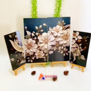 Hiasan Dinding Set Bunga Abstrak Green Ornamen