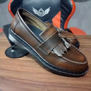 Sepatu Loafers Pria Slip On Formal Kulit Greata Empire Camel Series