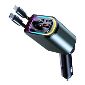 NIUMAN | Quick Charging Car Charger Retractable Three-in-One Plug