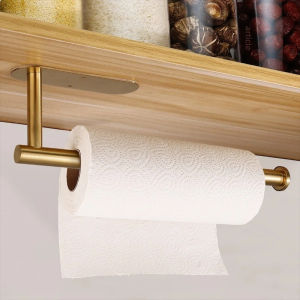 Kitchen Tissue Holder Stainless Steel Toilet Paper Roll Holder No Punching Toilet Wall Hanging Toilet Bathroom Tissue Rod