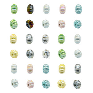 6pc 10x7mm Pumpkin Shape Ceramic Beads Pendant Colorful Plating Porcelain Bead For Jewelry Making Part Accessories