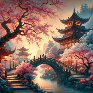 500/1024PCS Jigsaw Puzzle House Landscape Bridge Tree Art For Adults Great Weekend Relaxation And Family Fun Gift