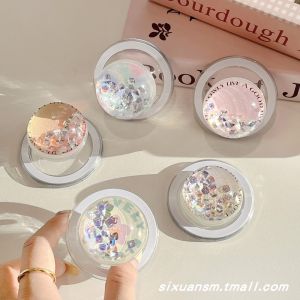 Niche Style Artsy Ins Style Flower English Fancy Laser Aurora Glass Quicksand Crystal Ball MagSafe Magnetic Suction Cellphone Airbag Support Collapsible Air Cushion Adsorption Binge-watching Supporting Seat