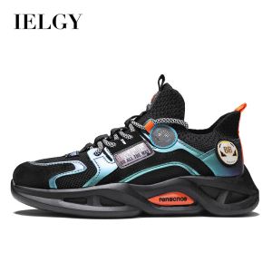 IELGY sneakers mens fashionable temperament flying woven breathable thick-soled daddy shoes