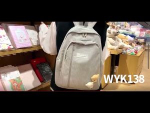 Tas Ransel WYK138: Tas Impor Korduroi Polos untuk Anak