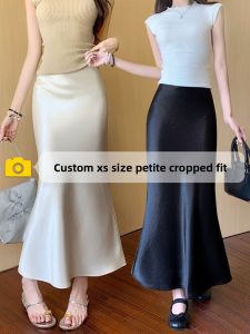 Ice Silk Satin Lightweight Flowy A-line Midi Skirt