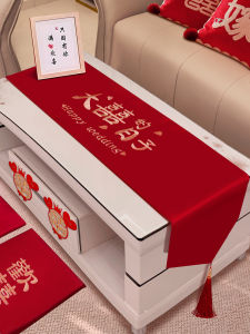 Wedding Tablecloth Red Table Flag Decorative Cover for TV Cabinet Tea Table All-Inclusive Wedding Supplies for Bridegroom And Bride