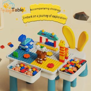 Big Building Blocks Table with Chair and Blocks Kids Table and Chair Set Gift Toys for Kids Blocks