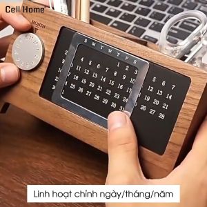 Hộp bút gỗ kết hợp lịch vạn niên để bàn làm việc bàn học