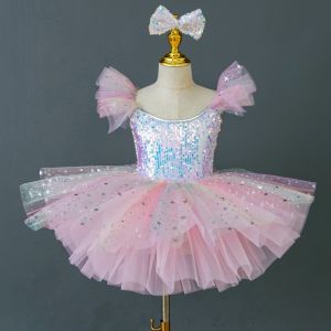 Childrens Performance Outfit Puffy Skirt Modern Dance Performance Girls Princess Dress Sparkling Cute Pea Season Brand