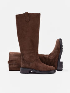 Tony Bianco | Low Heel Suede Knee-High Loose Shaft Boots