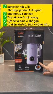Máy làm sữa hạt đa năng Unie UMB10 dung tích 1L 8 chức năng xay nấu linh hoạt máy nấu sữa hạt xay sinh tố nấu cháo...lưỡi dao 8 cánh inox 304 xay nấu nhuyễn mịn - Bảo hành 12 tháng