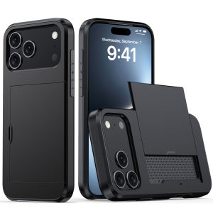 For iPhone 17 Pro Max 16 Pro Max 15 Pro 15 14 13 12 Wallet Card Case Holder Slide Slot Slim Hard PC Heavy Duty Protective Covers