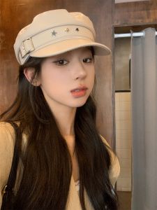 Mũ Nồi PU Da Mũ Nồi Nữ Mùa Thu Mùa Đông Phong Cách Phẳng Áo Mũ Dễ Thương Mũ Newsboy Cô Gái Mát Mẻ Mũ Rộng Vành Dành Cho Thanh Niên Và Người Lớn