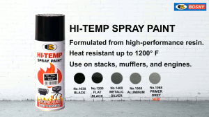 Bosny Hi-Temp Spray Paint 1200F - Heat Resistant Resin Formula for High-Temperature Equipment - Black Silver Aluminum Colors Available