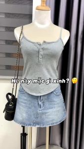 Áo Hai Dây Nữ BABEE Ôm Dáng Thiết Kế Vạt Bầu Màu Trơn Thời Trang Chất Thun Co Giãn Thoáng Mát Mùa Hè