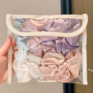 ยางรัดผมซาตินคุณภาพสูงสำหรับผู้หญิง ผลิตจากไหม ยางรัดผมแบบเรียบง่าย เครื่องประดับผม