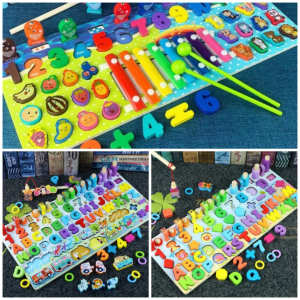 Fishing game shape matching xylophone montessori Logarithmic Board alphanumeric mathematics learning puzzle kids toy