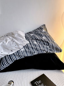 Cool Simple Black White Pure Cotton Pillowcase Single Pillow Cover 48x74cm Full Cotton Pillow Skin Breathable Comfortable