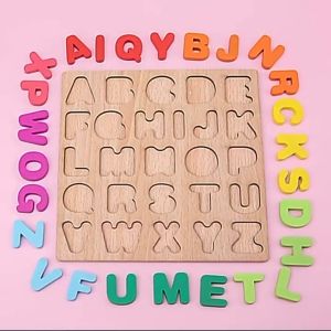 Wooden Alphabet Letter Puzzle Board Montessori Educational Learning Toy for Toddler Kids