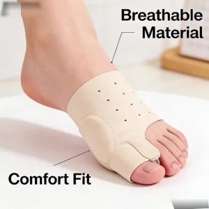 1Pair Hallux Valgus Toe Spacer Stretch Lycra Bunion Sleeve with SEBS Cushion Thick Forefoot Pad for Daily Foot Protection