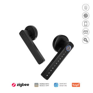 MOES | MOES Tuya Zigbee Smart Fingerprint Door Handle Lock Electronic Password APP Remote Unlock Hotel Apartment Office Rental House