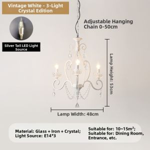 OUCHAO | French Retro Artistic Golden Crystal Chandelier
