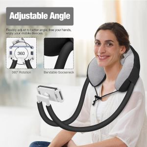 MoKo Neck Phone Holder Lazy Gooseneck Phone Pillow Holder Bracket360°Rotate Phone Tablet Stand for 4"-11" Device fits iPhone 15/Pro/Plus/Pro Max iPhone 14/14 Pro Max Galaxy S21 S9iPad Pro 11