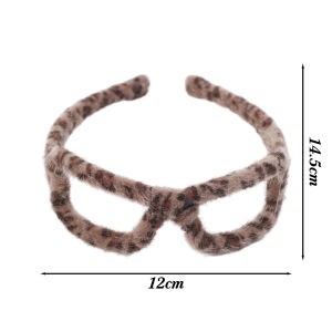 【♡Lovely girls house♡】ที่คาดผมแว่นตาทรงสี่เหลี่ยมพิมพ์ลายเสือดาวที่รัดผมที่คาดผมทรงแว่นกันแดด