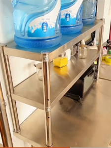 KM เคาน์เตอร์ห้องครัว 80/100/120cm ชั้นวางของในห้องครัว โครงเหล็ก ชั้นวางของอเนกประสงค์ เคาเตอร์ครัว ตู้เก็บของในครัว kitchen shelf