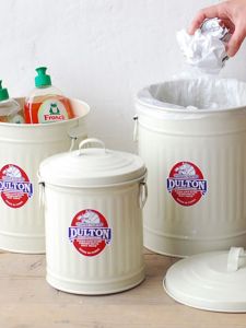 Dulton Metal Trash Can Iron Sheet Kitchen Living Room Miscellaneous Storage Bucket Set with Cover round Bucket Family Use