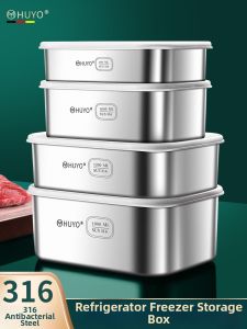 HUYO | Antibacterial Food Grade Stainless Steel Freezer Storage Box