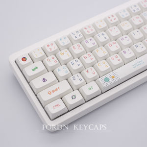 【Keycap Only】127 Keys Thai Japanese Neon Light Keycaps XDA Profile PBT Sublimation Minimalist White personalized key caps For Cherry MX Switch Mechanical Keyboard RK61/Anne Pro 2AULA/RK ROYAL KLUDGE/Logitech/GOOJODOQ
