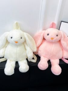 กระเป๋าเป้สะพายหลังผ้ากำมะหยี่ลายกระต่ายน่ารักสำหรับผู้หญิง กระเป๋าเดินทางแบบอเนกประสงค์ ทรงสัตว์น่ารัก ขนาดเล็ก น้ำหนักเบา ปิดด้วยซิป